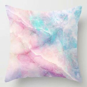 Pink & teal watercolor accent throw pillow cover